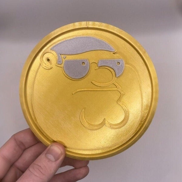 Peter Griffin Medallion Gaming Inspired Hero Fort Token Battle Royale Gold Medal Coin | 4 Different Sizes