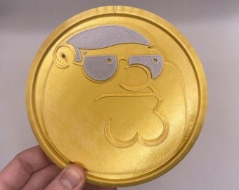 Peter Griffin Medallion Gaming Inspired Hero Fort Token Battle Royale Gold Medal Coin | 4 Different Sizes