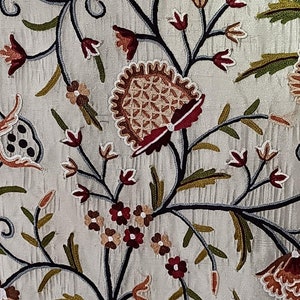 Flat 40 % Discount-Beautiful Vintage Kashmir Crewel Embroidery Fabric-Made to Measure Curtain Fabric-Crewel Upholstery-Luxury Crewel