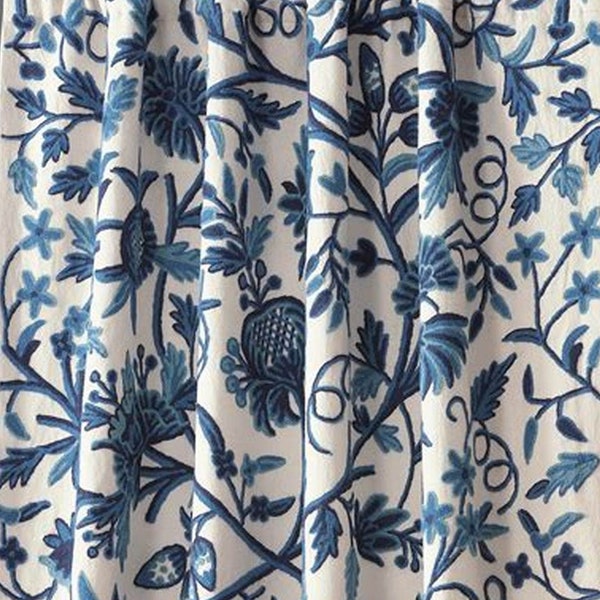 Flat 40 % Discount-Beautiful Sapphire Blue Kashmir Crewel Upholstery Fabric-Made to Measure Curtain Fabric-Luxury Furnishing-Kashmir Crewel