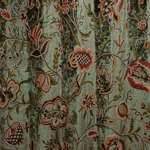 Free Shipping-Beautiful olive green Kashmir crewel fabric-made to measure velvet curtain fabric-crewel upholstery fabric