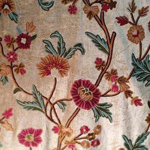 Golden Lily Kashmir Crewel Fabric: Handmade Velvet Embroidery By The Yard
