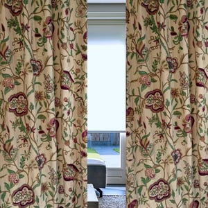 Heritage Bloom Floral Elegance Kashmir Crewel Embroidered Curtain with Lining
