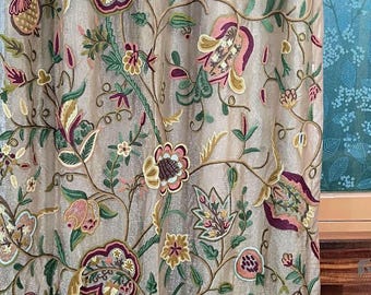 Buy One Get One - Handmade Kashmir Crewel Embroidery Curtain - Silk Organza Tree of Life