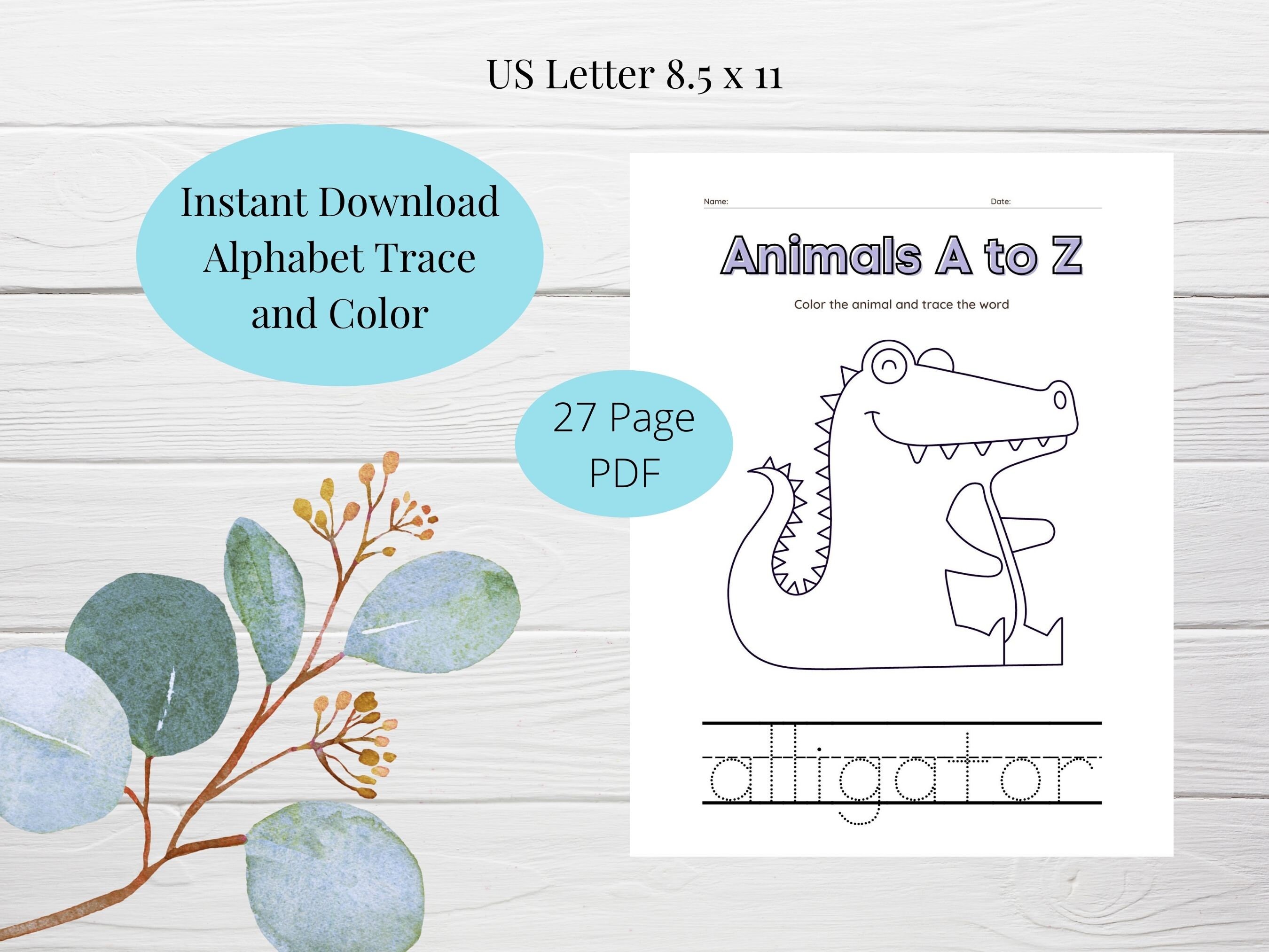 Alphabet Worksheets Trace and Color Alphabet Printable Alphabet ...
