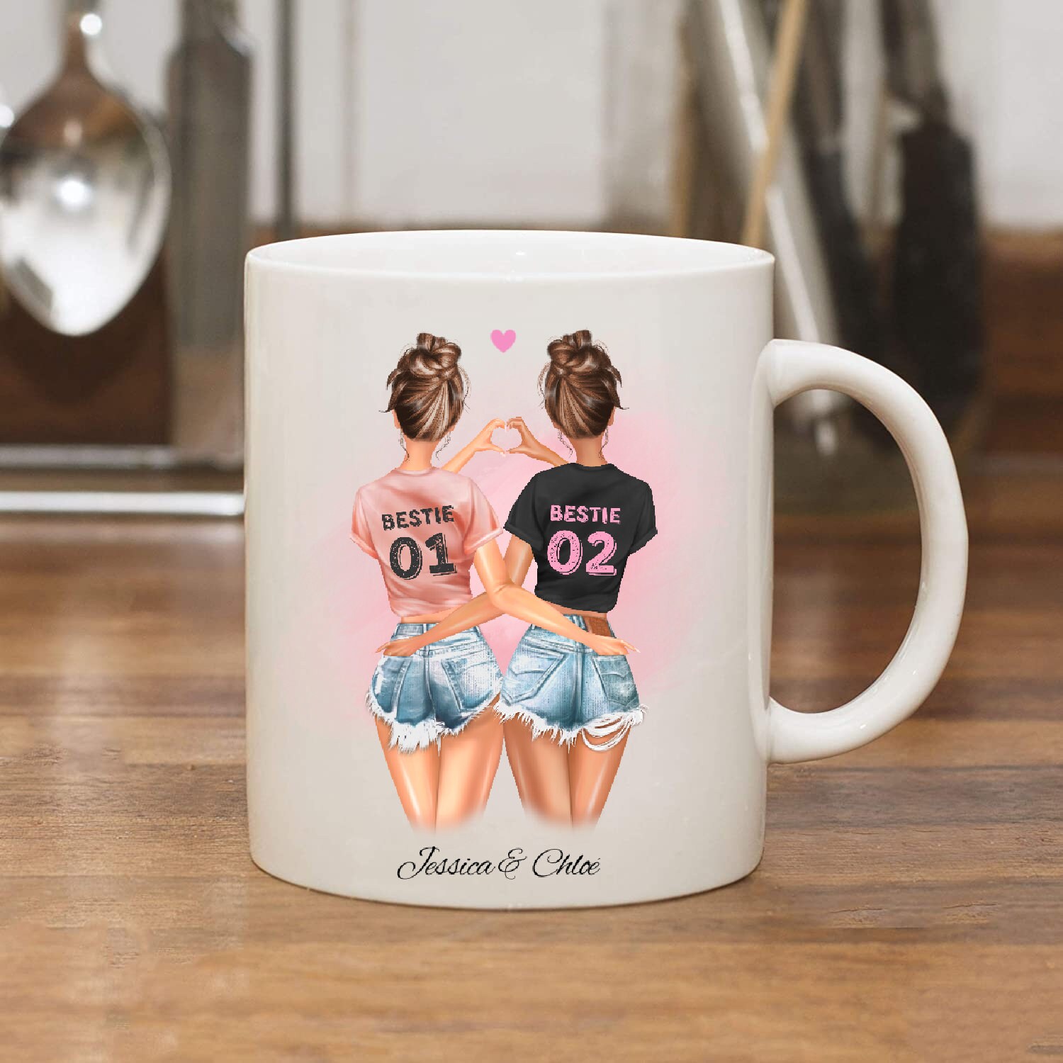 Tasse en Céramique Personnalisée, Meilleures Amies, Bff, Texte, 11Oz