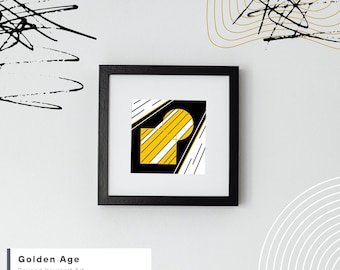 Black and Yellow Modern Art, Wall Décor, Digital Download, Abstract