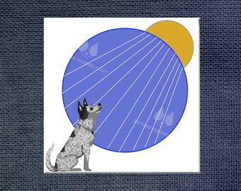 Abstract Blue Heeler Illustration, Digital Download Wall Art