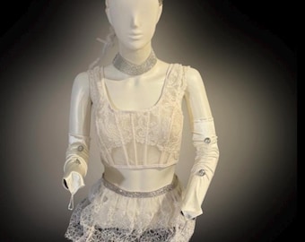 Bridal Dream Angels Victoria’s Secret Cap-Sleeve Corset Top &  Garter Set