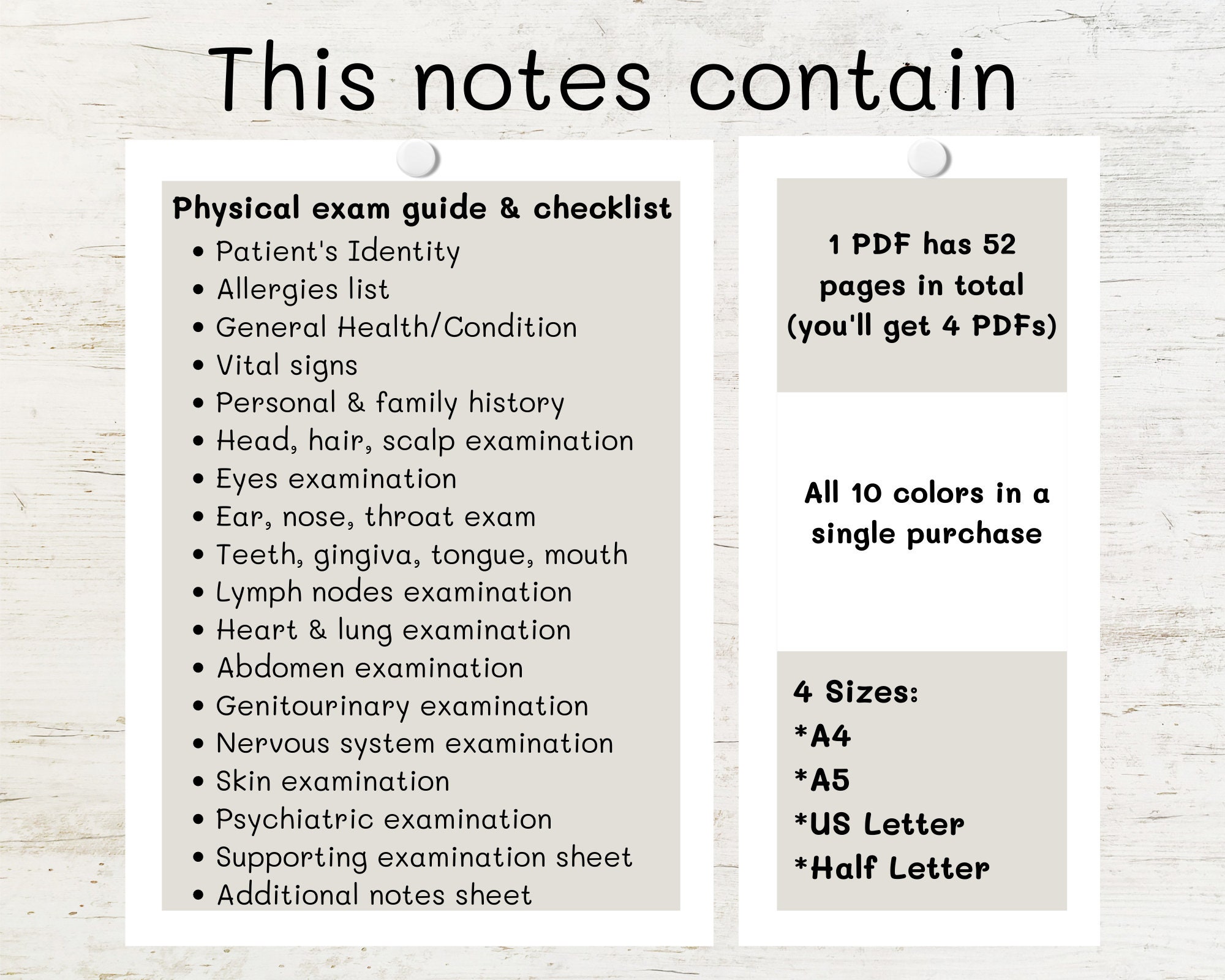 Printable General Physical Examination Notes Template Nursing Study ...