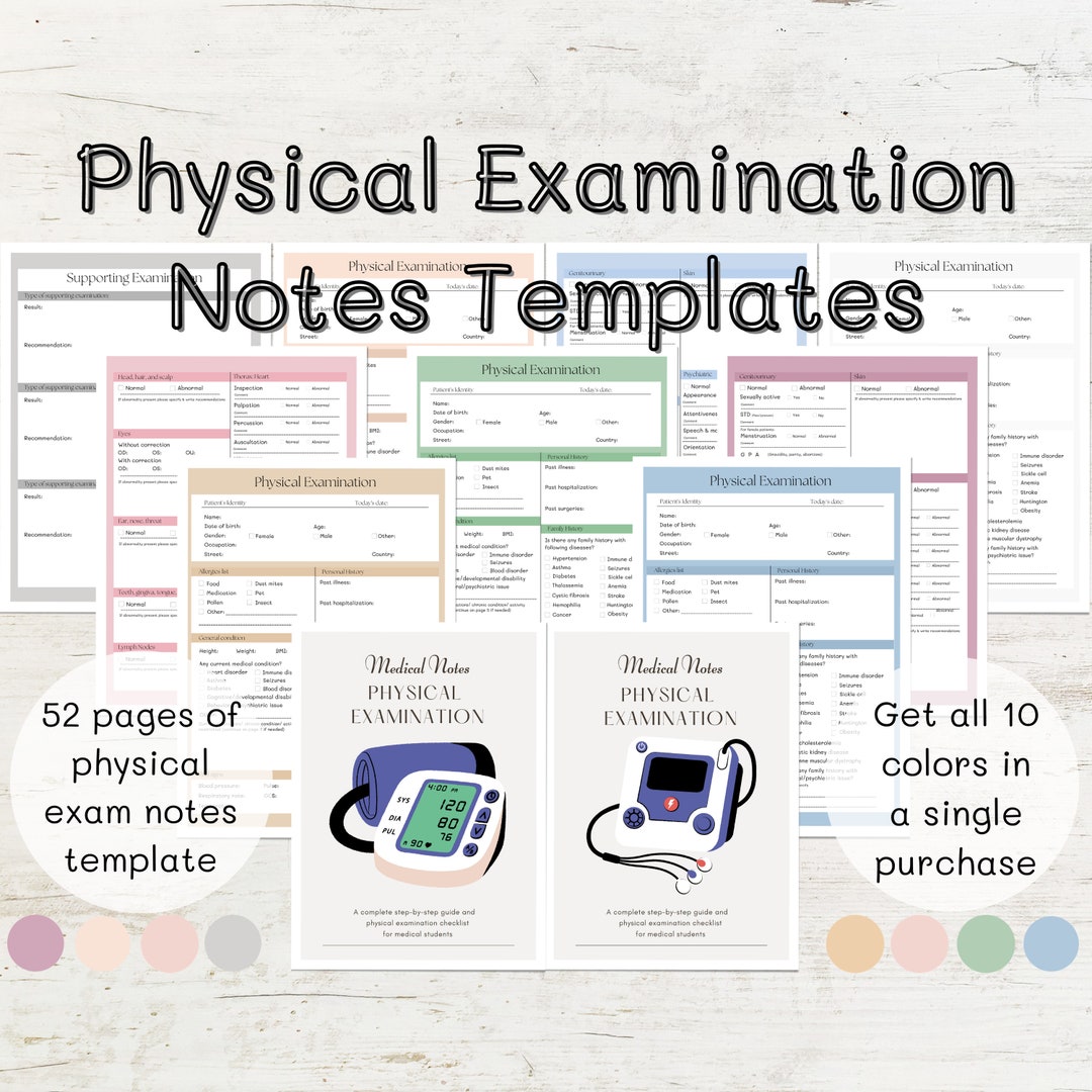 Printable General Physical Examination Notes Template Nursing Study