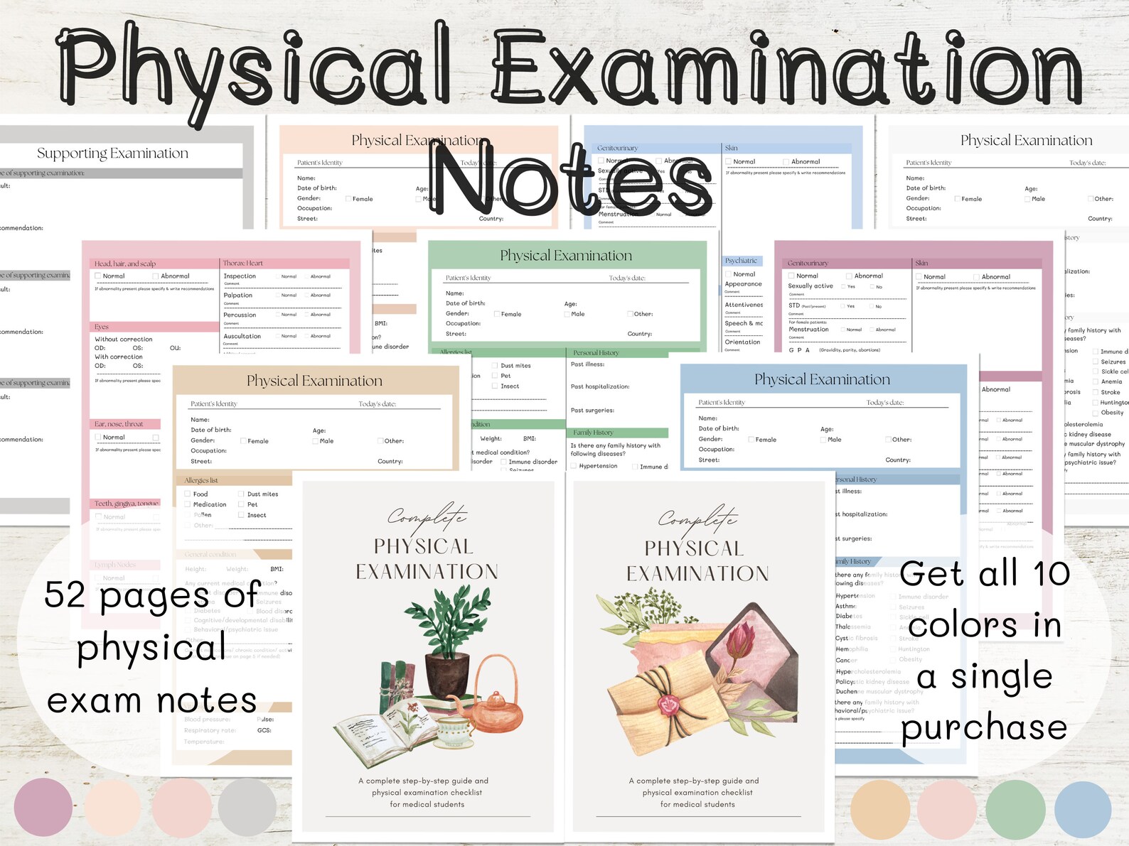 Physical Examination Notes Printable Medical School Etsy