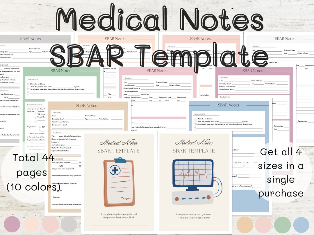 Printable SBAR Notes Template Medical School Notes - Etsy