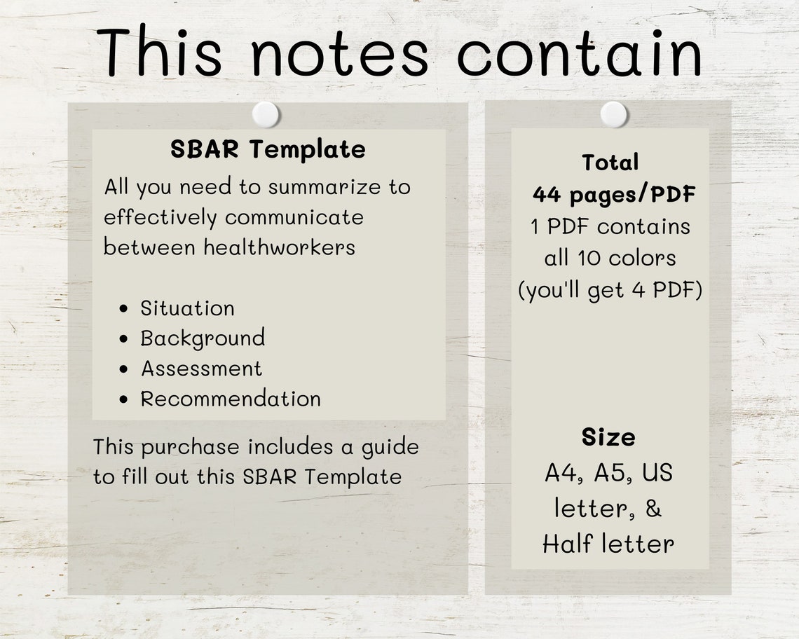 Printable SBAR Notes Template Medical School Notes - Etsy