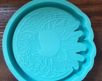 Silicone Mold, Resin Mold, Moon and Sun Dish Mold, Tray Mold, Dish Mold