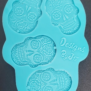 Silicone Mold, Skull Earring Mold, Resin Earring Mold, Clay Earring mold