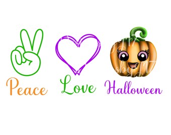 Halloween Png, Frieden Liebe Halloween PNG, Sublimation Png, sofortiger digitaler Download, Kürbis Png, Halloween