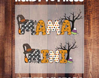 Transferencia DTF de Halloween, Transferencias DTF de Halloween a juego de Mamá y Mini, Transferencia DTF de despegado en caliente