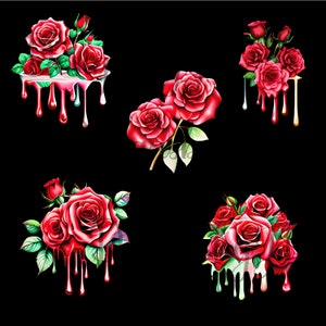 Rose Bundle Png, Rose Png, Roses Png, Dripping Roses, Roses, Sublimation Roses, Png