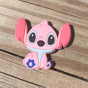 Pink Stitch Silicone Focal Bead // Lilo Stitch Inspired Beads // Sensory Silicone WHolesale Craft Supply