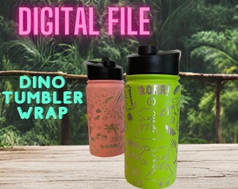 Dinosaur tumbler wrap svg full wrap dinosaur wrap dino tumbler svg for tumbler kid water bottle digital file laser engrave svg for kids