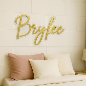 Dorm room name sign damage free acrylic bedroom decor personalized birthday gift for teenager trendy script nursery sign for baby girl