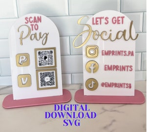 QR Code Display Sign Template Acrylic social media sign QR code payment sign template for business QR code display for social media sign