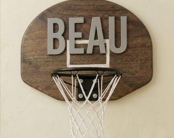 Personalized Basketball Hoop Mini Basketball Over the Door Custom Sport Decor Gift for Teenage Boy sport theme bedroom art toddler wall art