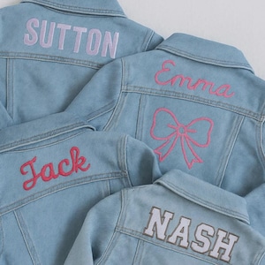 Personalized Kids Jean Jacket – Custom Embroidered Denim Coat with Name or Patch, Toddler & Youth Gift for Boys and Girls