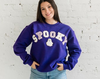 Halloween shirt spooky chenille Halloween shirt for Halloween crewneck Halloween t shirt ghost shirt ghost sweatshirt cute Halloween shirt