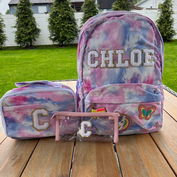 personalized gift for girl backpack chenille patch custom backpack for school preschool backpack set birthday gift for little girl