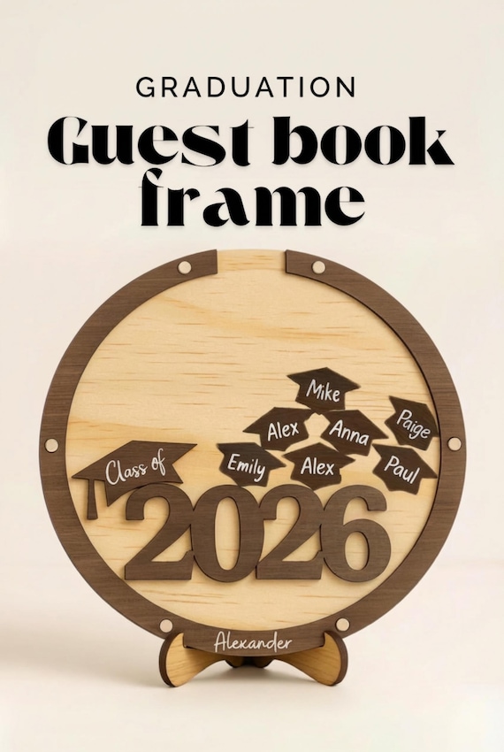 Graduation guest book alternative class of 2026 personalized wood keepsake custom high school graduation party decor wood signature sign