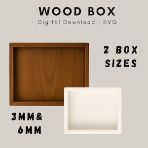File SVG di Wood Box Shadow Box download digitale per Laser Cutter Cornice espositiva rettangolare Modello di scatola di legno a strati per attività laser