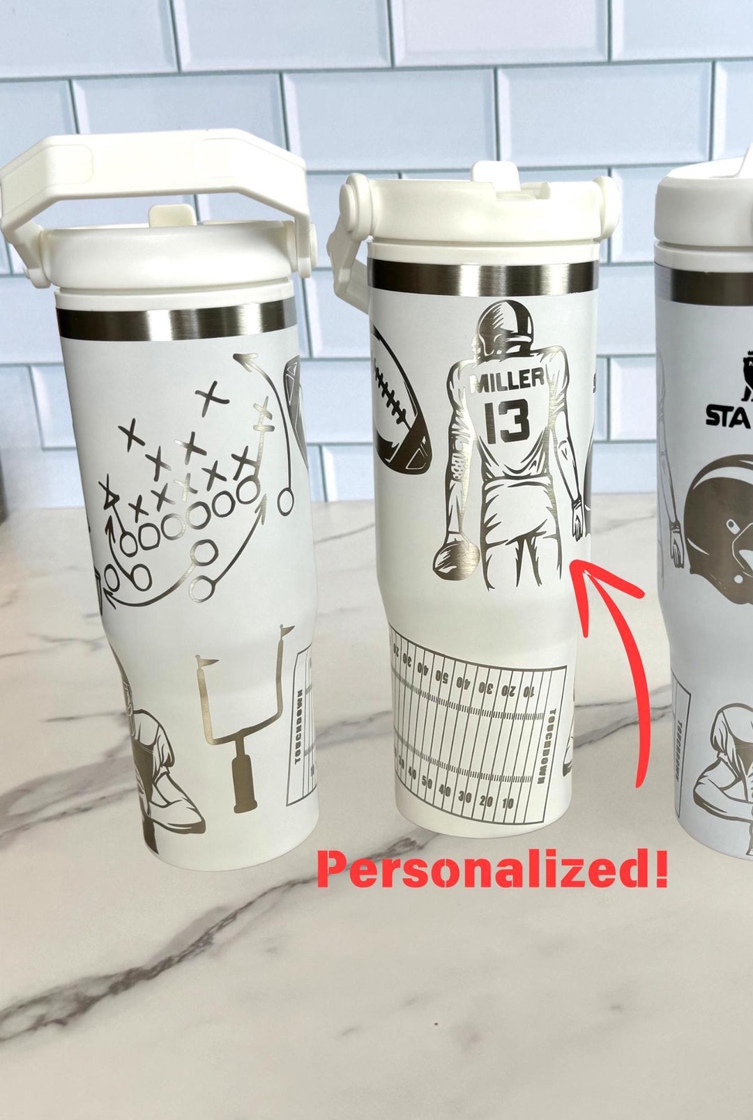Personalized Football Water Bottle for Boy Football Tumbler Laser ...