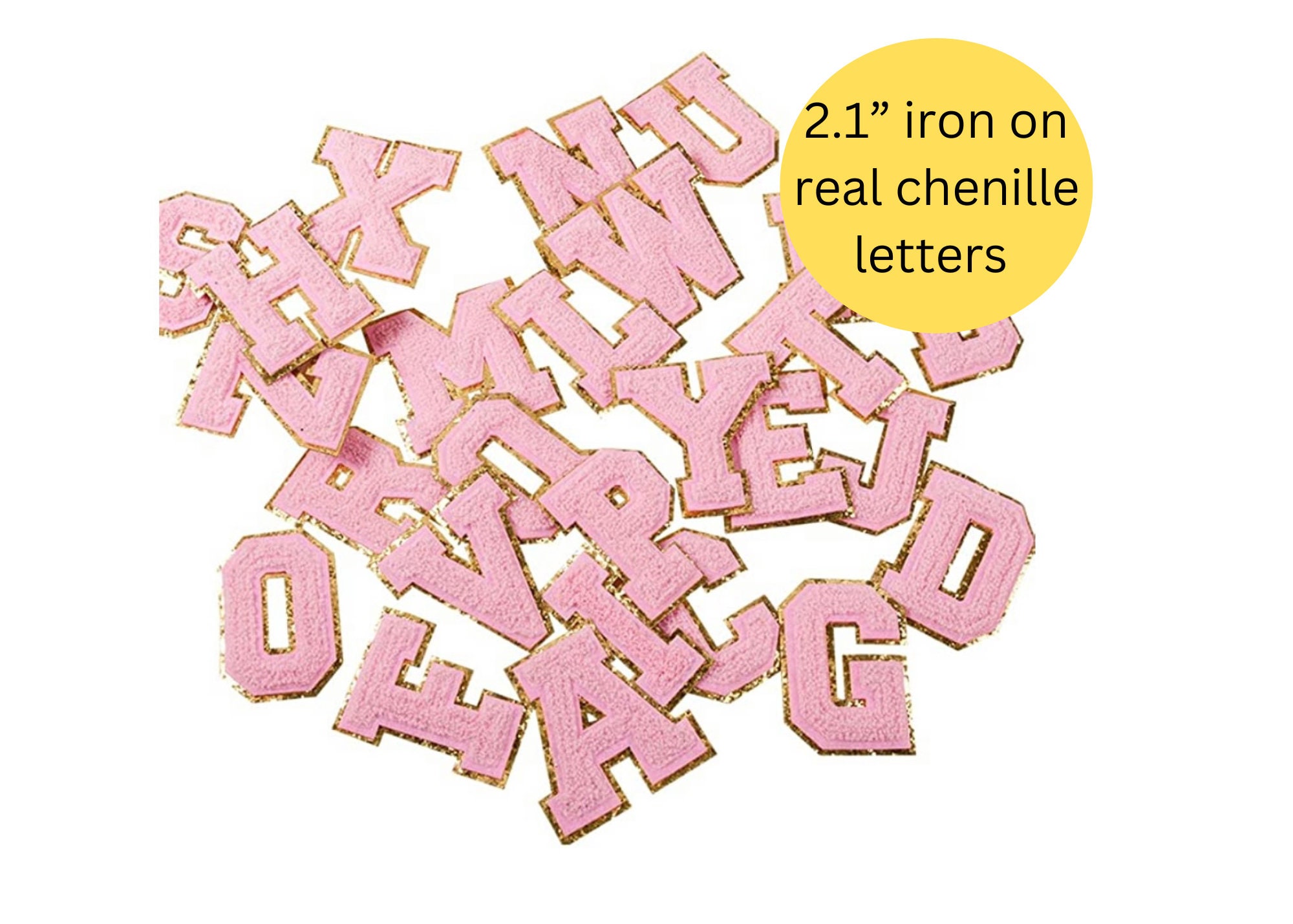 4-1/2 Chenille Stitch Varsity Letters, Iron-on Patch by Pc, White/black,  TR-11648 