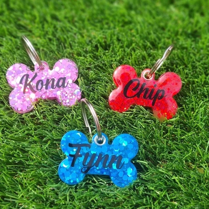 Custom Dog Name Tag Personalized Dog Tag Epoxy Dog Tag Pretty Etsy