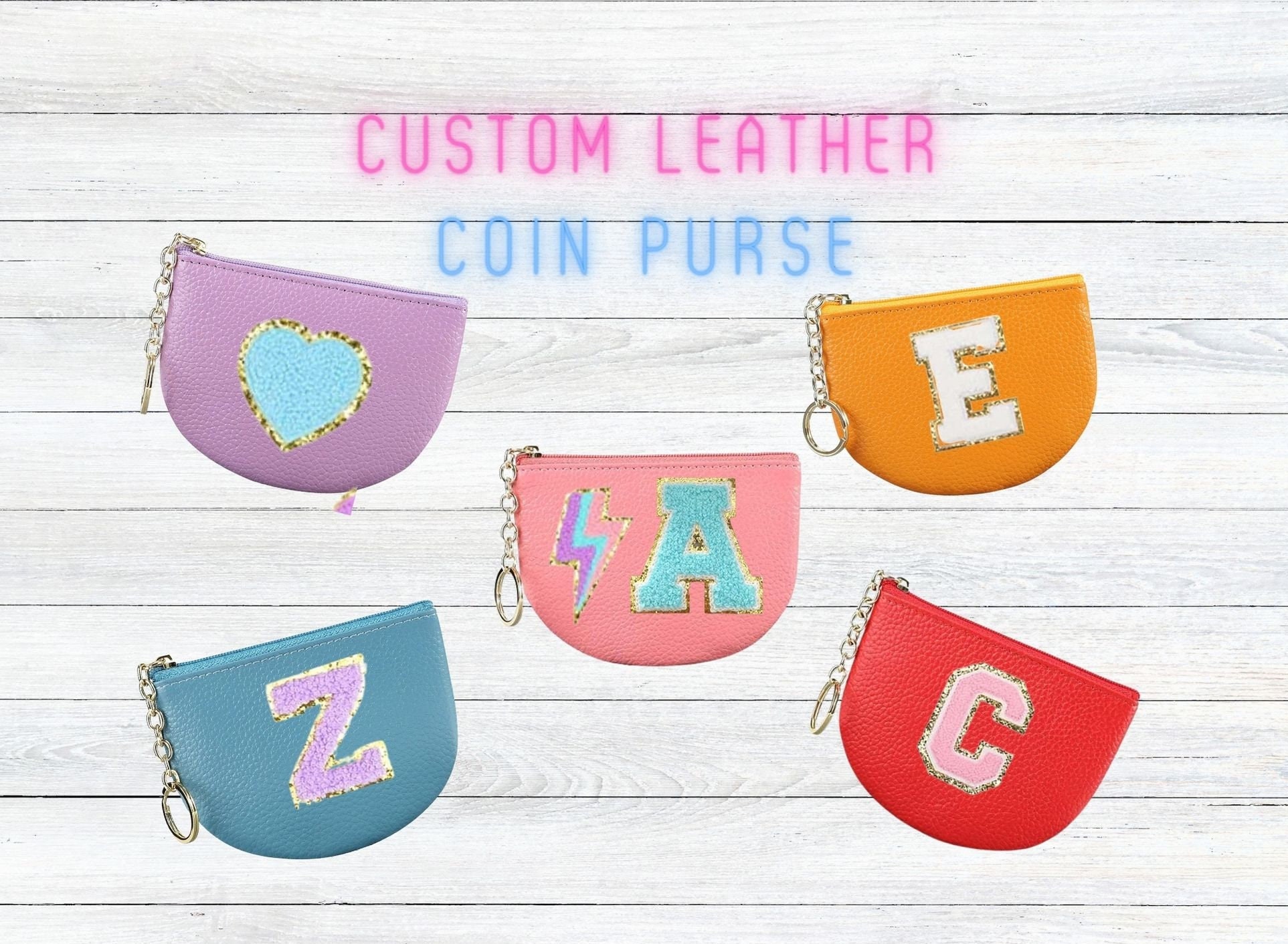 Change Purse Chenille Initial Personalized Coin Purse With 