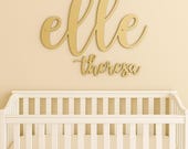 Metallic Gold Name Sign Nursery Wall Art Floating Letter Cutout for Toddler Room Boho Chic Playroom Decor Glam Style crib sign initial