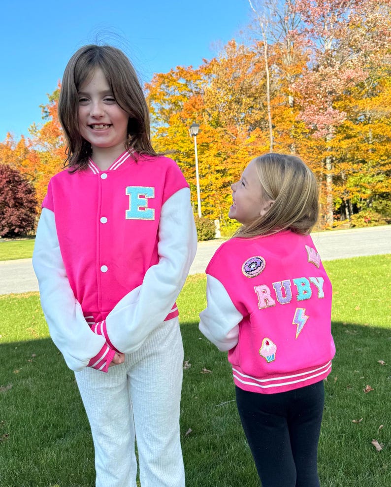 Kids Varsity Jacket Personalized Girl Bomber Coat Sports Jacket for