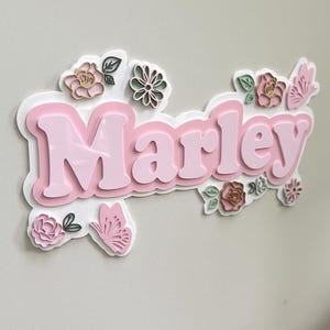 custom name sign boho nursery personalized girl nursery sign flower butterfly nursery wall art baby girl crib sign 3d name sign for girl