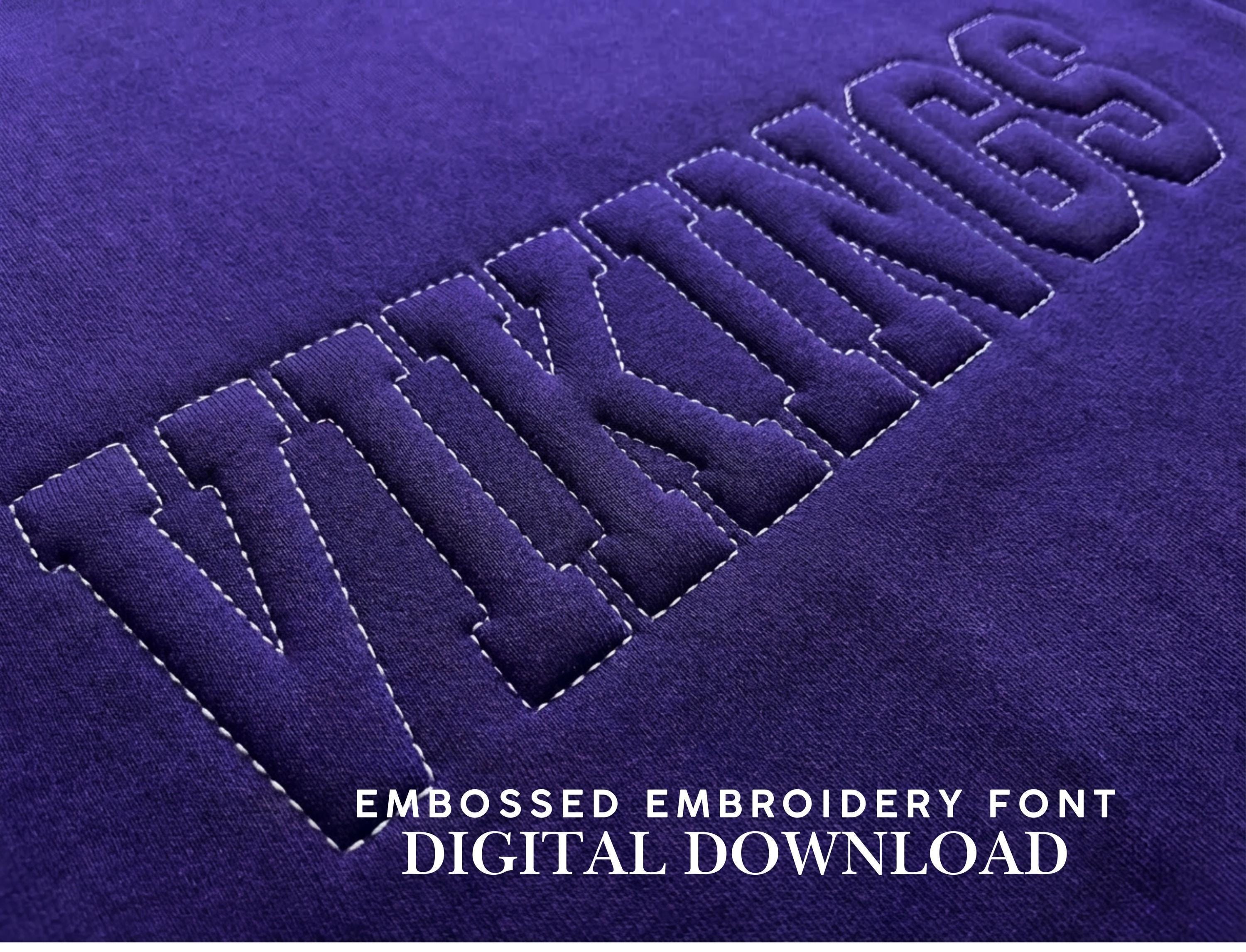 Varsity Embossed Embroidery Font, Embossed Foam Lettering, Digital ...
