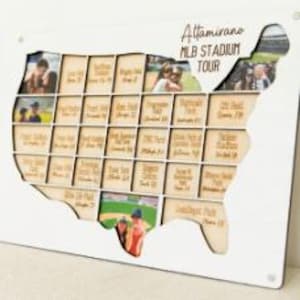 MLB stadium tracker personalized wood photo frame baseball map sport team gift for sports fan present for dad man cave custom decor image 5