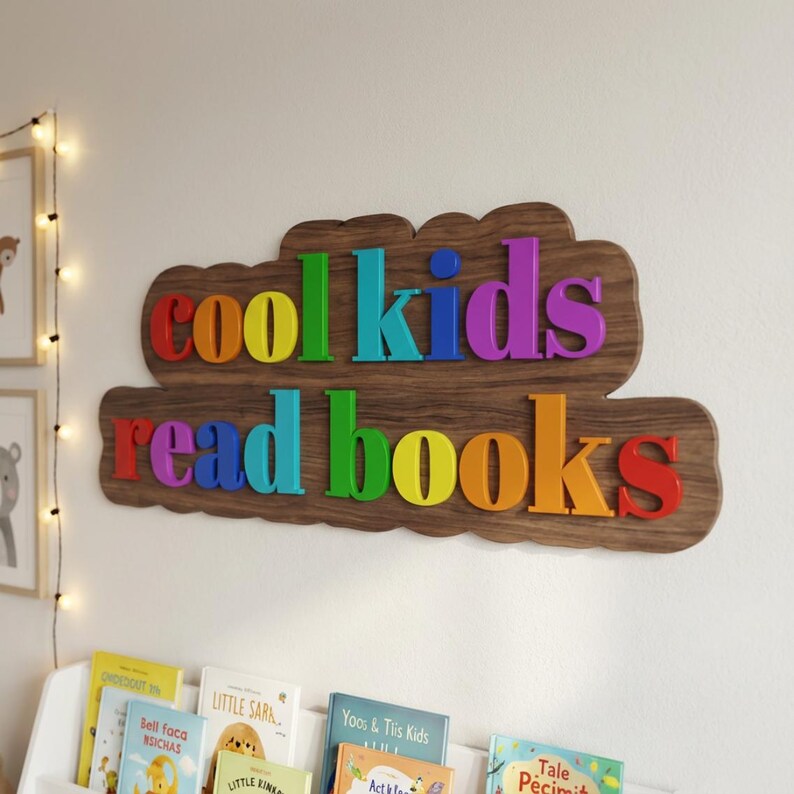 Reding Books Sign Cool Kids Read Books Sign, Classroom Library Wall Decor, Playroom ...