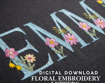 Floral Alphabet Embroidery Design | Digital Download Flower Letter | Embroidery Alphabet | Monogram Letters | PES DST
