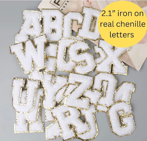 Iron on Chenille Letter White Chenille Iron on Letter Stoney Clover Lane  Letter White Iron on Chenille Letter Varsity Iron on Letter 