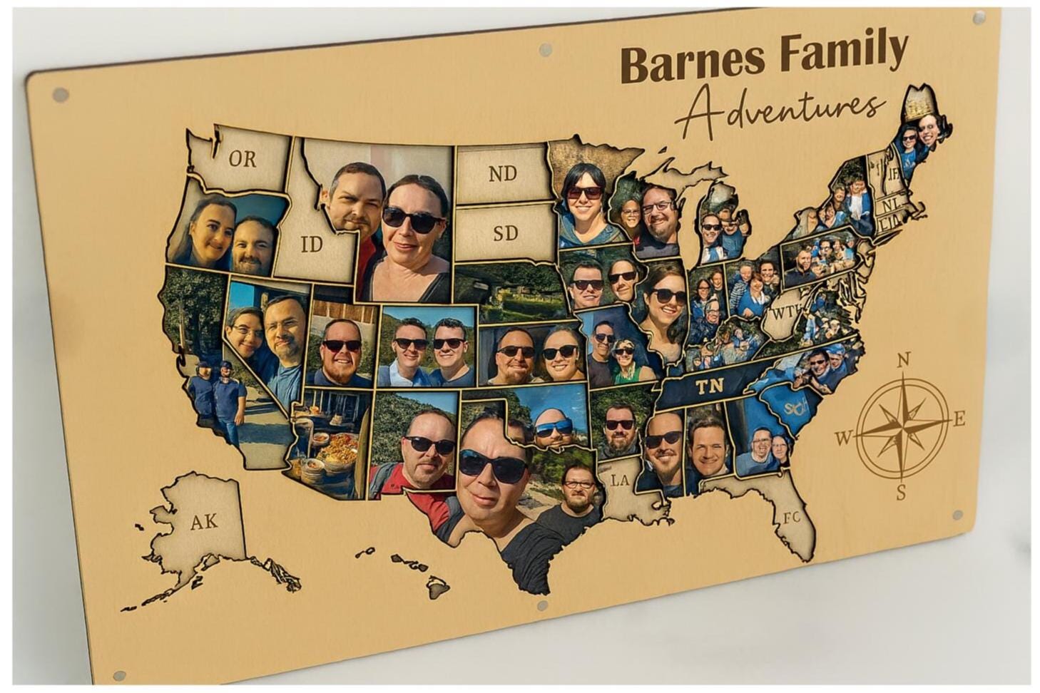 Photo travel map personalized usa trip picture keepsake 50 States Picture Display wood Memory Map custom family keepsake gift for travelers