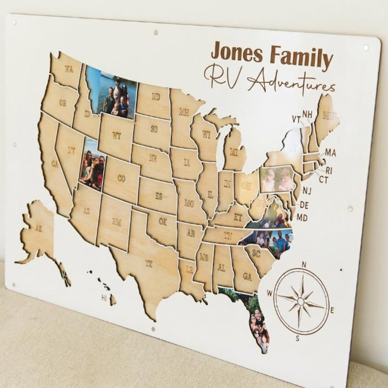 RV Travel Map, Personalized Camper Decor, Custom Family Road Trip Gift ...