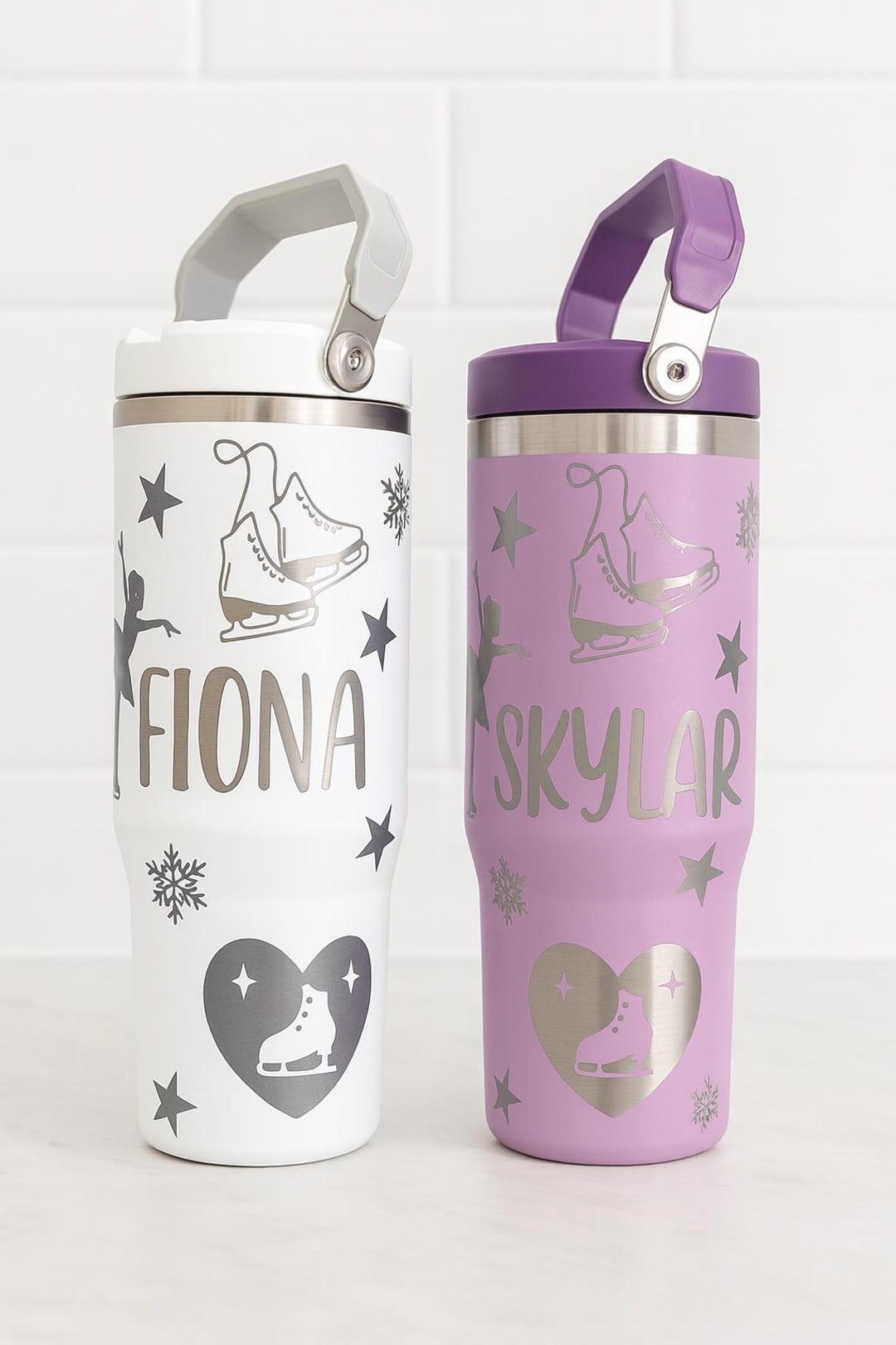 Ice Skating Tumbler Figure Skating Water Bottle for Girl Laser Engraved ...