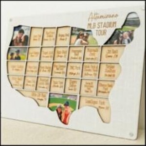 MLB stadium tracker personalized wood photo frame baseball map sport team gift for sports fan present for dad man cave custom decor image 9