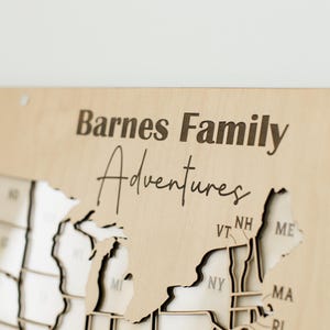 Photo travel map personalized usa trip picture keepsake 50 States Picture Display wood Memory Map custom family keepsake gift for travelers Natural